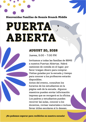 Invitamos a todas las familias de BBMS a nuestra Puertas Abiertas. 